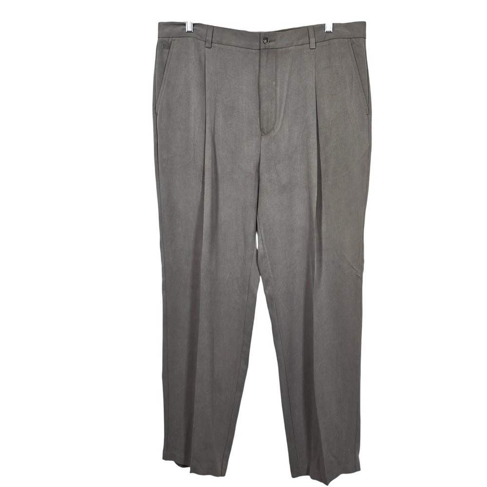 Tommy Bahama Silk Pleated Dress Pants Mens 40 Olive Green  Relaxed Trousers